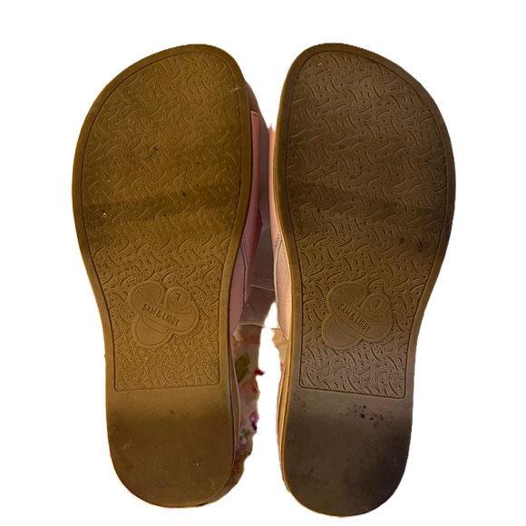 Sam Libby Sandals Womens 7 Pink Slip On Slides Double Bow Platform 2" Heel - Picture 5 of 9
